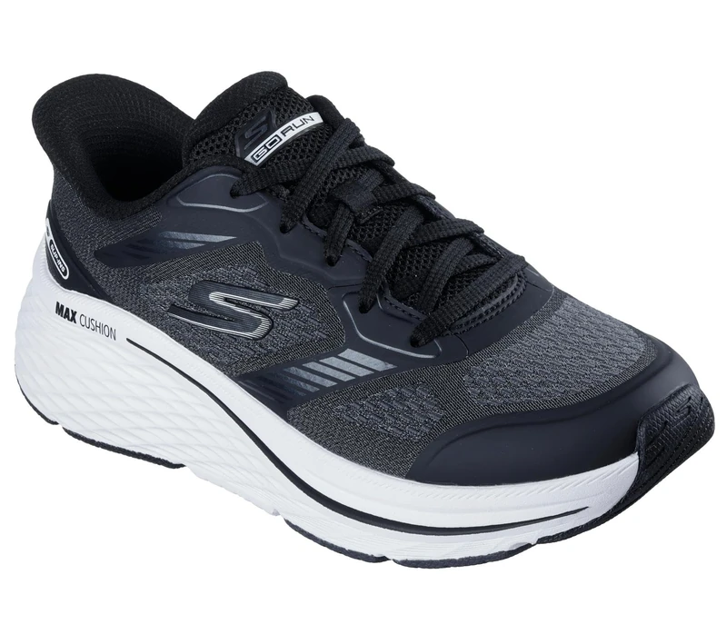 Skechers Women's Max Cushioning Elite 2.0 Leigh Sneaker, Black Textile/White Trim, 6 UK