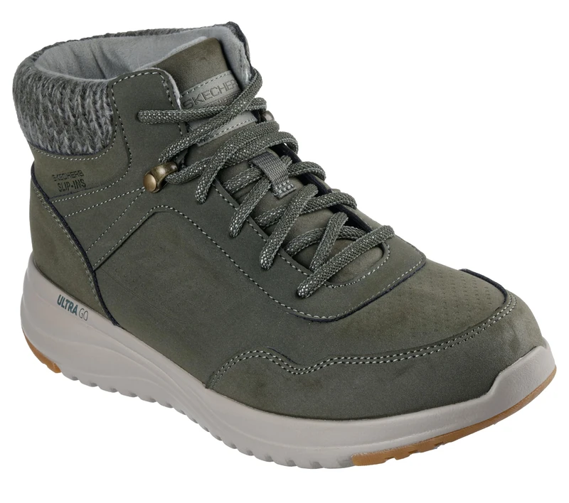 Skechers Women's On-The-Go Stellar Ariana Sneaker, Olive Synthetic, 8 UK