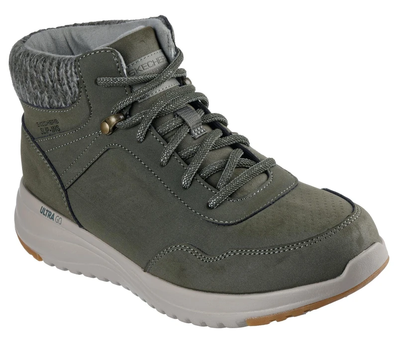 Skechers Women's On-The-Go Stellar Ariana Sneaker, Olive Synthetic, 7 UK