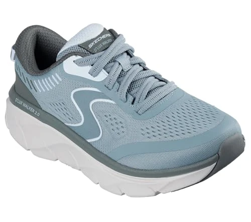 Skechers Women's D'Lux Walker 2.0 Active Pace Sneaker, Green Mesh/Olive & Blue Trim, 3.5 UK