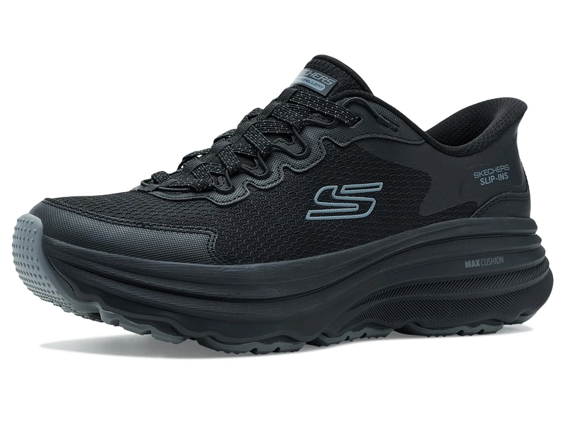 Skechers Women's Max Cushioning Zirrus Trekking Low Cut Shoes, Black Textile/Synthetic/Trim, 4 UK