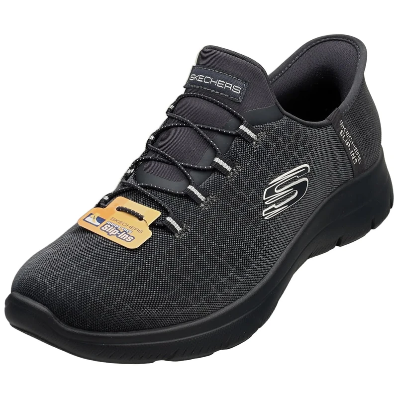 Skechers Women's Summits Classy Night Slip-On Sneakers, Dark Navy Mesh/Silver Trim, 6.5 UK