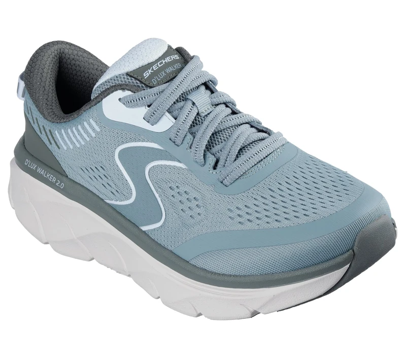 Skechers Women's D'Lux Walker 2.0 Active Pace Sneaker, Green Mesh/Olive & Blue Trim, 7 UK