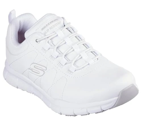 Skechers Women's Squad Chaos Sr Work Shoes, White Textile, 6.5 UK
