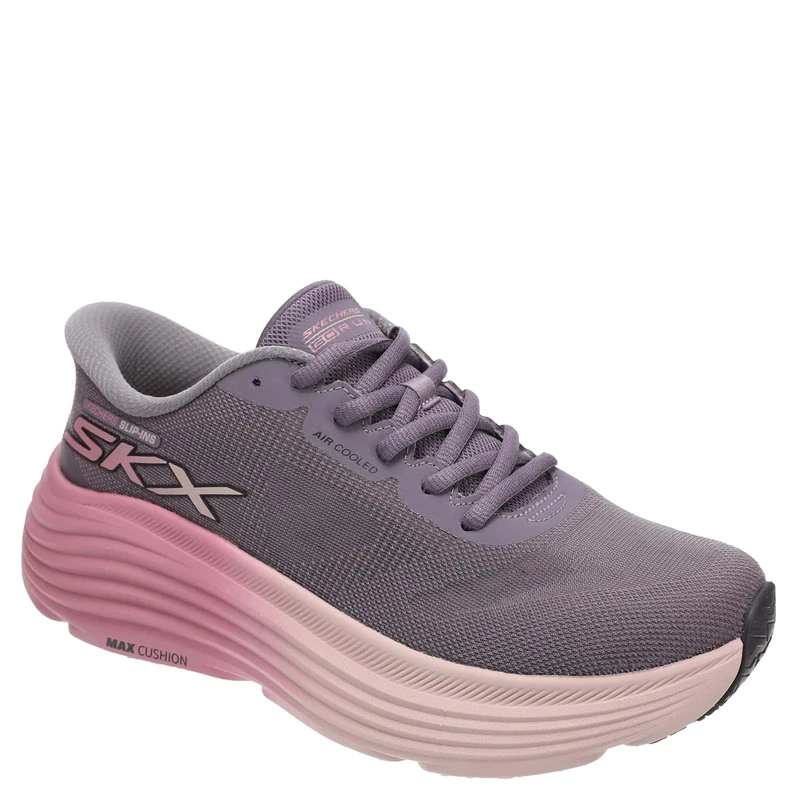 Skechers Women's Max Cushioning Endeavour Hallandale Sneaker, Purple Textile/Trim, 4 UK