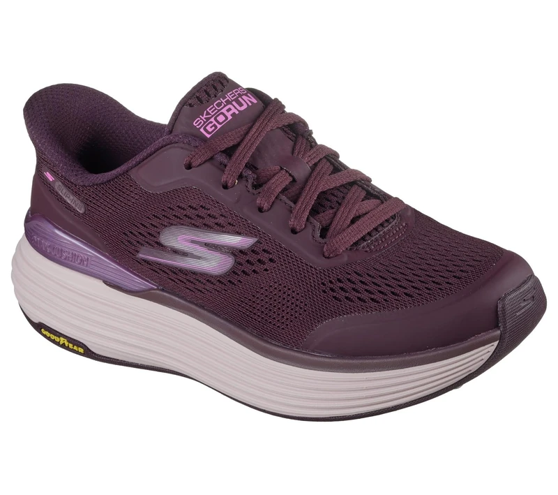 Skechers Women's Max Cushioning Suspension Chrone Slip-On Sneakers, Burgundy Synthetic/Trim, 6 UK