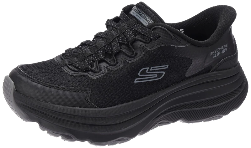 Skechers Women's Max Cushioning Zirrus Sneaker, Black Textile/Synthetic/Trim, 3 UK