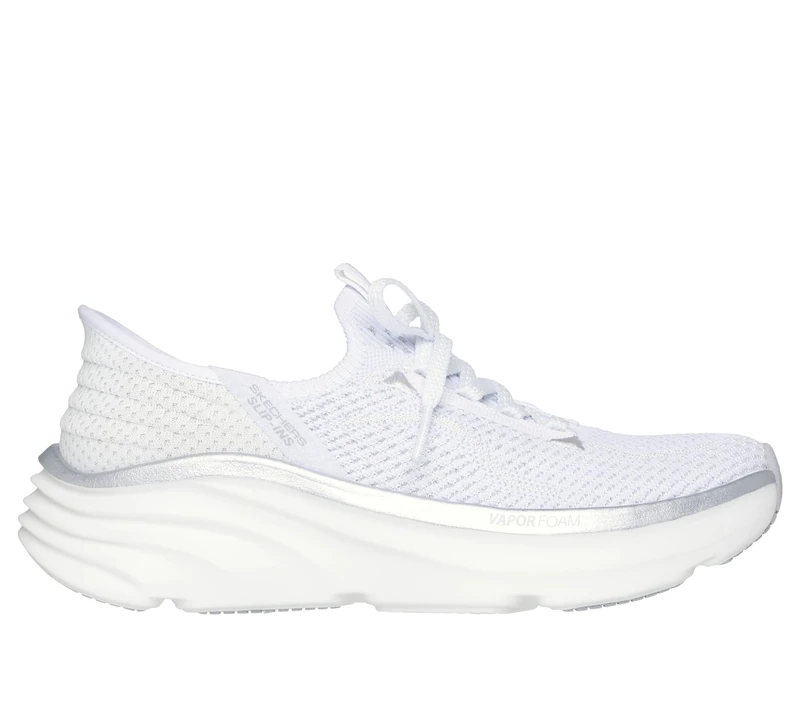 Skechers Women's D'Lux Vapor Evening Glow Slip-On Sneakers, White Knit/Silver Trim, 3.5 UK - Image 1