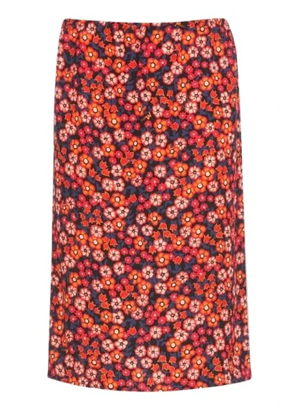 Pre-Loved Pop Garden Floral-Print Satin-Crepe midi Skirt Red