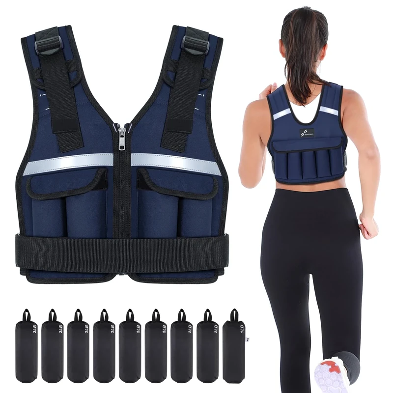 Sportneer Adjustable Weight Vest 0.9kg to 8kg, 9-in-1 Quickly Adjustable Running Vest for Men and Women, Strength Training, Calisthenics and Gym, Weight Vest