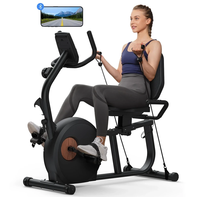 MERACH Recumbent Exercise Bike for Home with Smart Bluetooth and Exclusive App Connectivity, LCD, Heart Rate Handle, Magnetic Recumbent Bikes S23