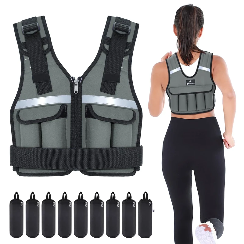 Sportneer Adjustable Weight Vest 0.9kg to 8kg, 9-in-1 Quickly Adjustable Running Vest for Men and Women, Strength Training, Calisthenics and Gym, Weight Vest