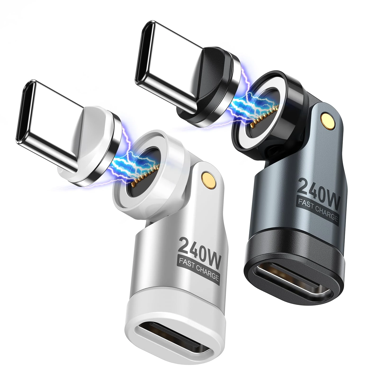 VAFOTON 240W USB C Magnetic Adapter, 9Pin 540° Magnetic USB C Adapter, Supports PD 240W 5A Quick Charge and Data Transfer, For MacBook/Laptop (Coloured, 2 Pack)