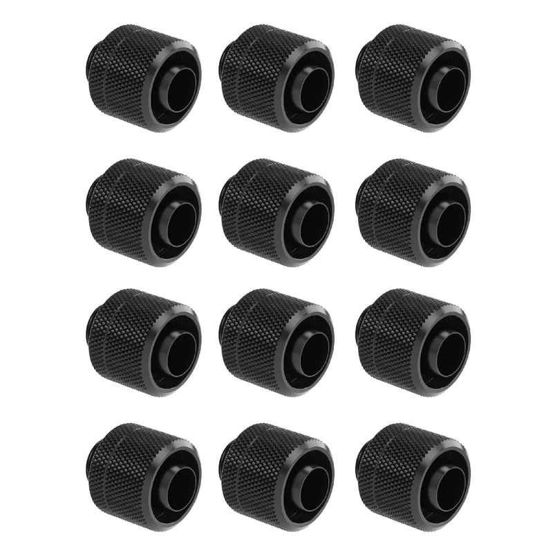 dracaena.io 12 pack G1/4" thread to 3/8" ID, 1/2" OD Compression Fitting for Soft Tubing, Soft Tube Connectors for Computer Water Cooling System, Black