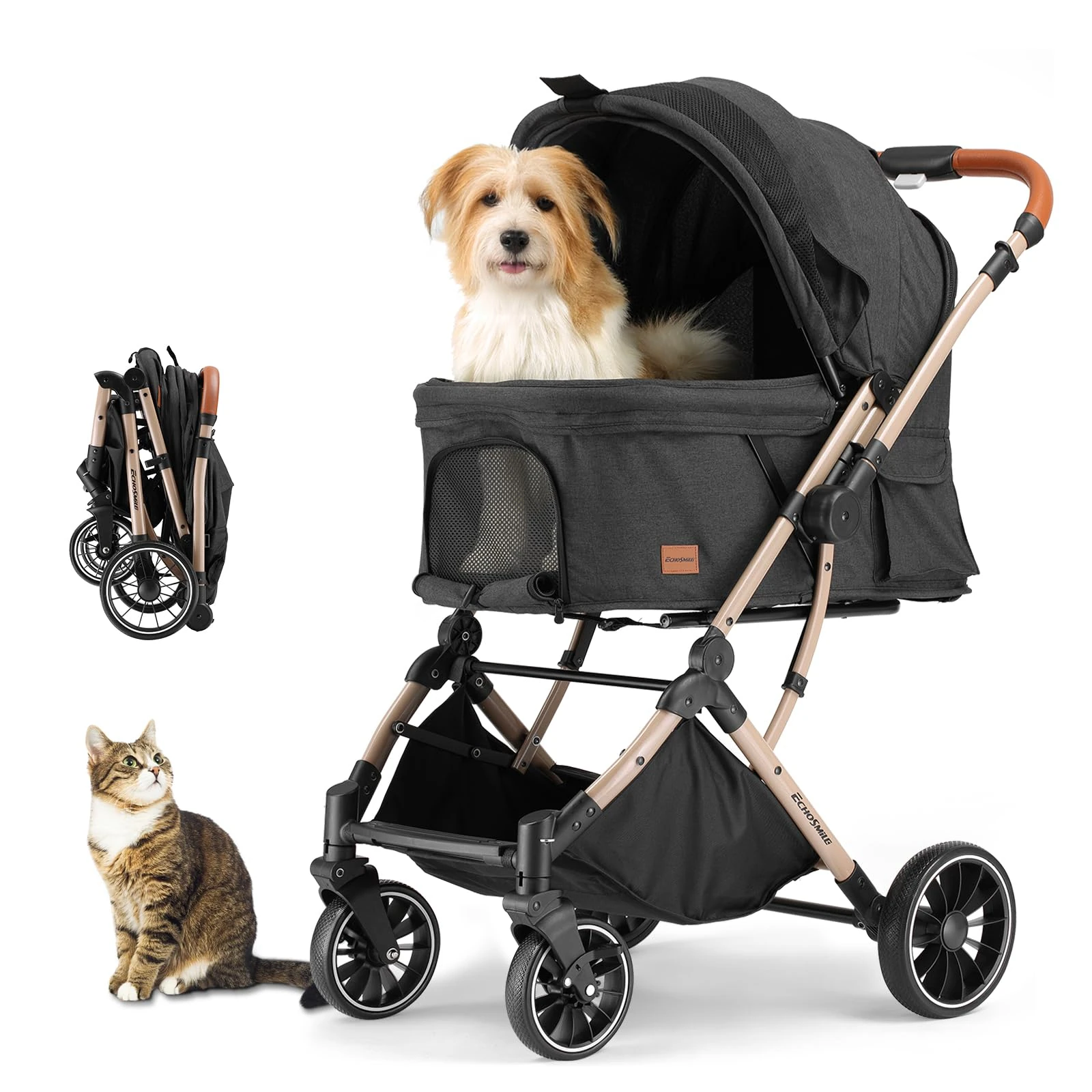 Pet Stroller with 4 Wheels,Black