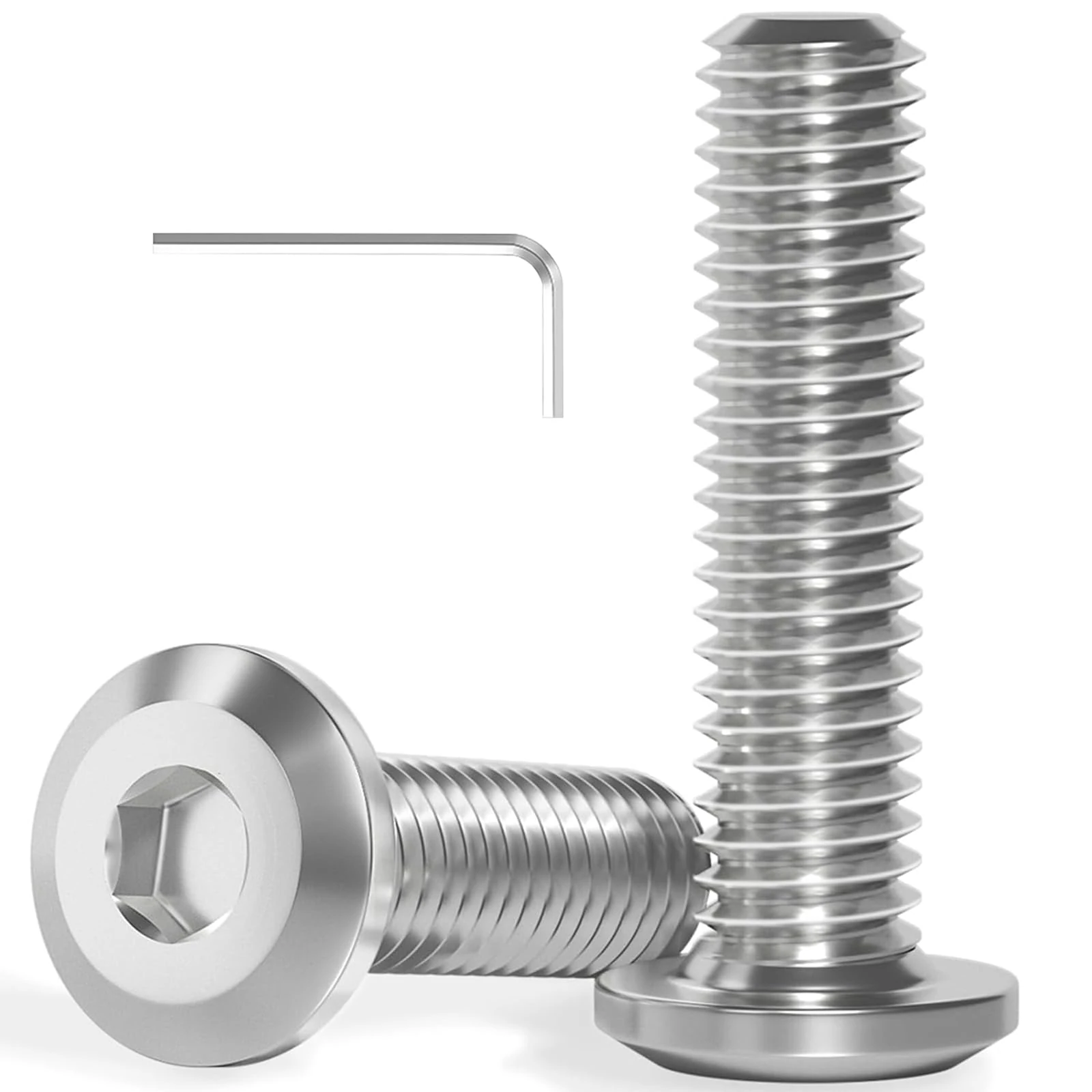 Wavanta M5 Bolts, M5 x 16mm Flat Head Hex Socket Cap Screws Bolts, Full Thread A2 304 Stainless Steel Screws with Hex Key, Ideal for Furniture Assembly/Machinery Repair Pack of 20