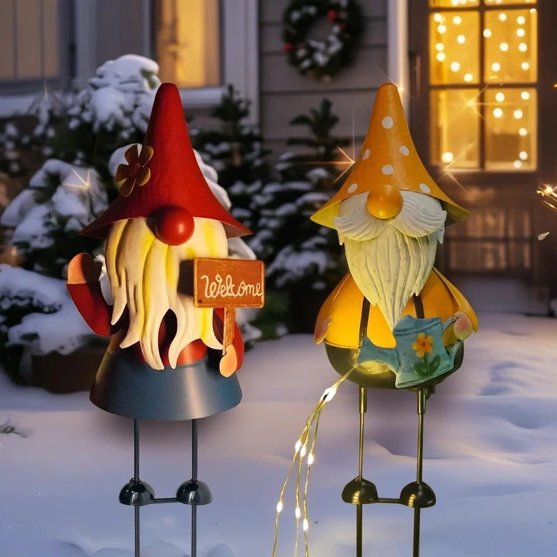 HONGLAND Garden Gnome Statue with Solar Lights -18 Inch Gnomes Decorations with Firework Solar Lights, Birthday Gift for Woman Grandma for Patio Yard Lawn Porch