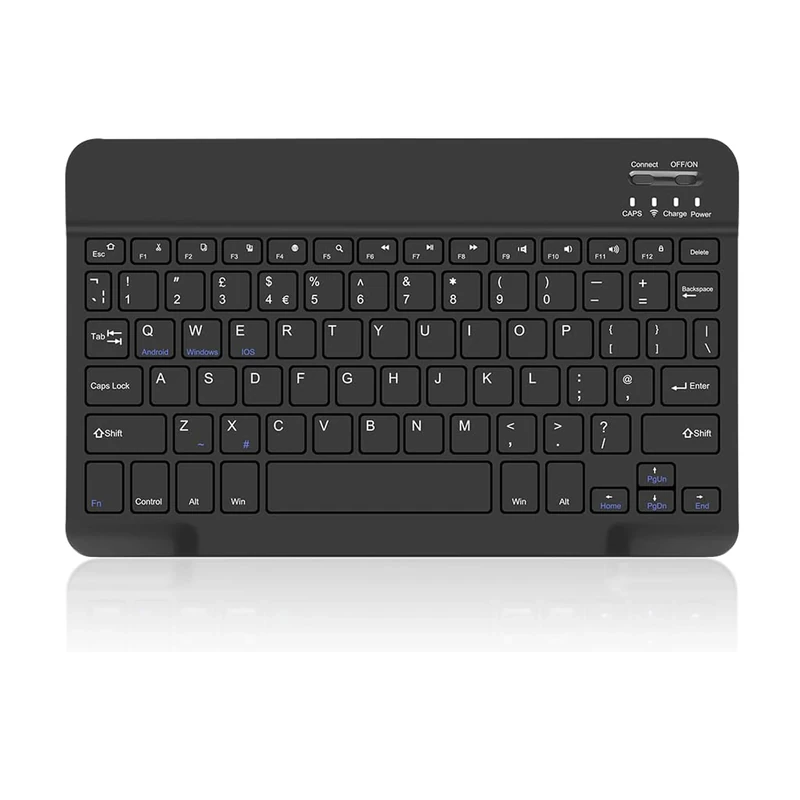 COEZFE Bluetooth Keyboard (UK Layout), Ultra-Slim Wireless Keyboard with Built-in Rechargeable Battery for iPad/Samsung Tablets/Lenovo Tablets & Other iOS Android Windows Devices, Black