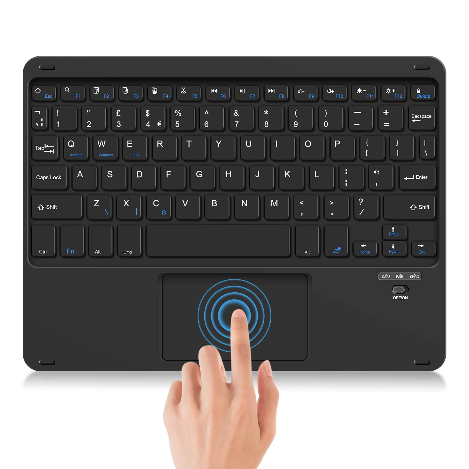Nsyee Bluetooth Keyboard With Touchpad, Universal Compact Wireless Rechargeable Portable Keyboard for iPad/Samsung/Tablet/iOS/Android/Windows, UK Layout