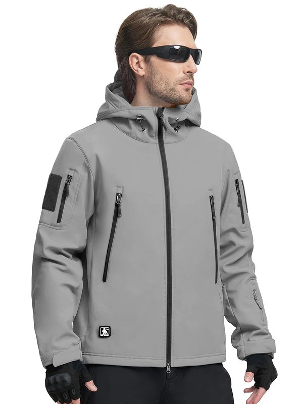FREE SOLDIER Men Jackets Winter, light grey, S