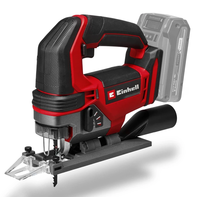 Einhell Cordless Jigsaw TE-JS 18/100 Li-Solo Power X-Change (18 V, 100 mm Cutting Depth in Wood, 26 mm Stroke Height, max. 45° Bevel cuts, incl. Saw Blade, Without Battery)