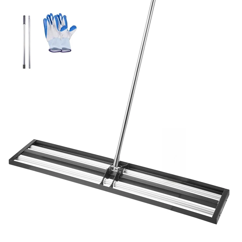 VEVOR Lawn Leveling Rake, Lawn Leveler with 83.9 in Adjustable Handle, 48x10 in Ground Plate, Heavy Duty & Rust-Resistant Metal Soil Leveler, Effort Saving Lawn Leveling Tool for Yard Golf Court