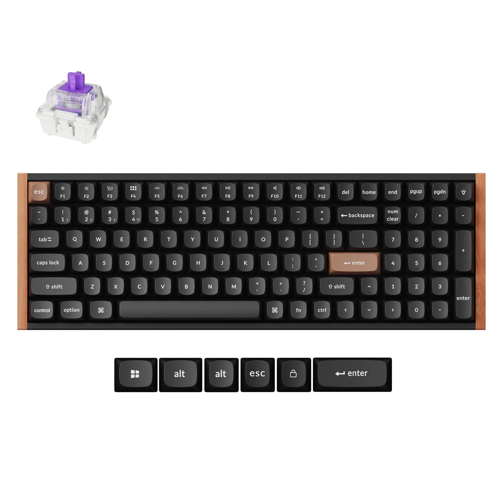 Keychron K4 HE QMK Wireless Gaming Custom Mechanical Keyboard, US ANSI Bluetooth/Wired 96% Layout Hot-Swappable Programmable RGB Backlit Gateron Magnetic Switches for Mac Windows, Wood Frame-Black