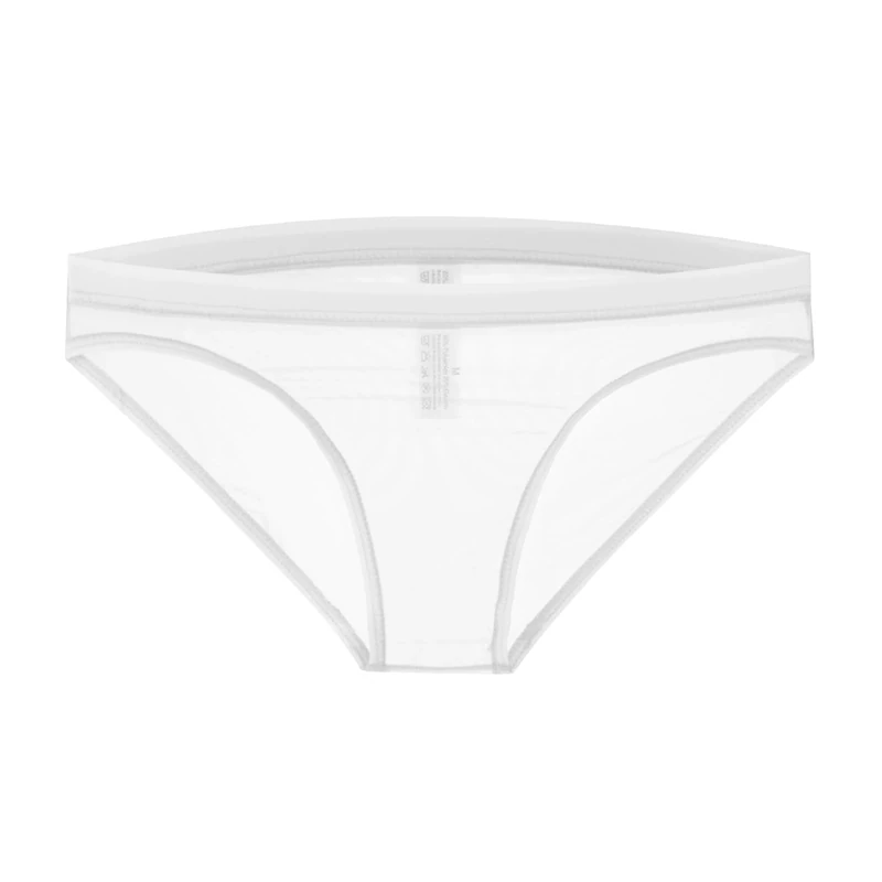 GENEMEN Men's Mesh Sheer Underwear Slim Sit See Through Briefs Breathable Underpants Transparent Sexy Briefs (White, XXL)