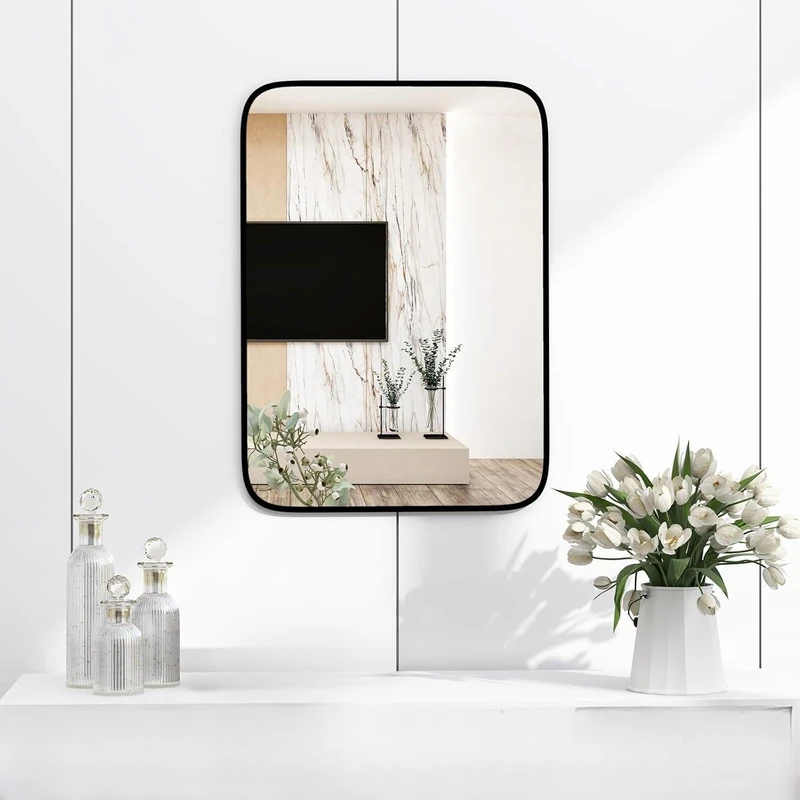 FANTASK Bathroom Mirror 70 x 50 cm Vanity Mirror with Shatterproof Film & Expansion Screws