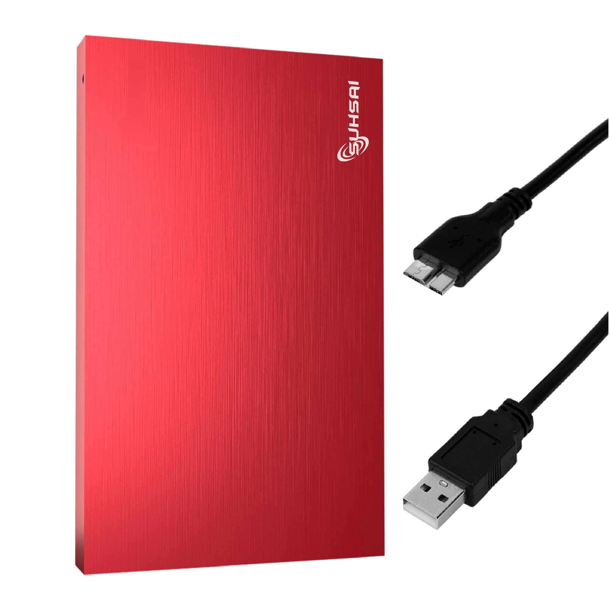 SUHSAI 250GB External Hard Drive USB 3.0 – Portable External HDD for Mac, Laptop, PS5, PC – External Hard Disk Drive for Backup, Photo Storage, Data Transfer, Gaming, Extended Storage – Red