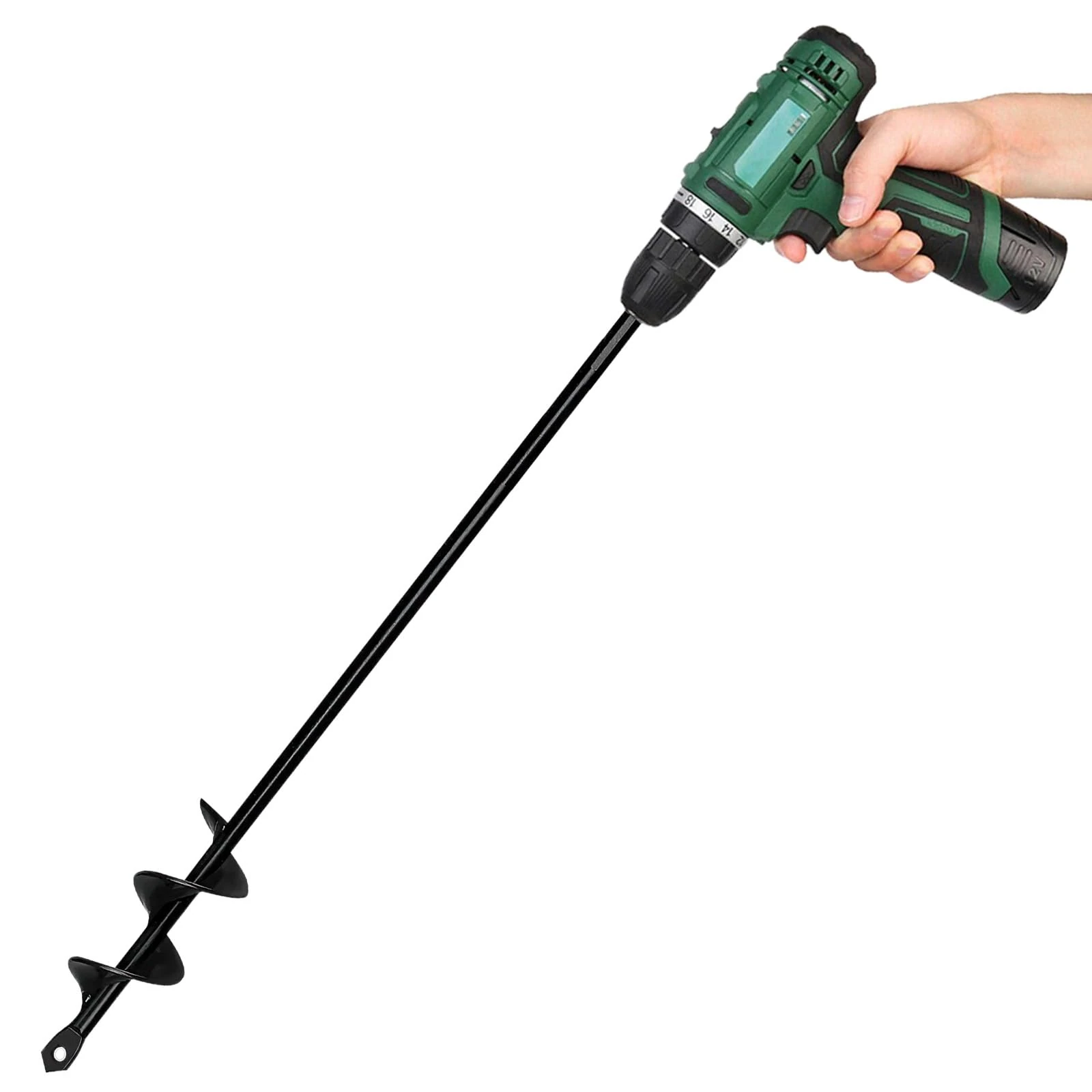 Garden Auger Drill Bit for Planting , Bulb Planting Auger, Post Hole Digger,Fence Post Digger Tool,Auger Hole Digger for 3/8" Hex Drive (4x42cm)