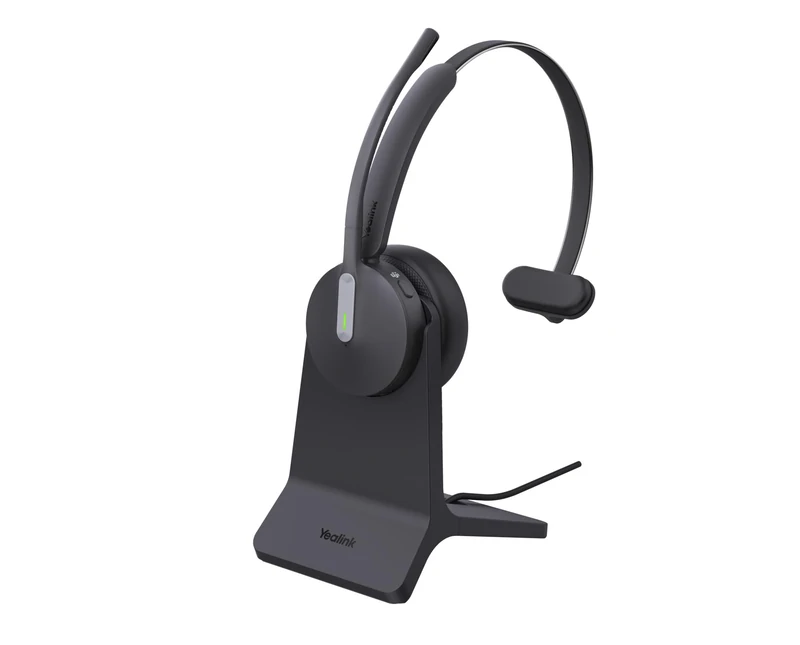 Yealink BH 70 Mono Teams Headset with Charging Stand - Bluetooth, 3 Microphone Noise Cancellation, 35h Battery Life, USB-C/A
