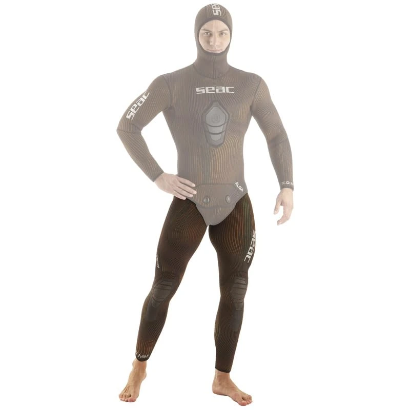 SEAC 3mm Algae High Waist Underwater Fishing Pants Wet Two Piece Neoprene Suit Camouflage Split Stretch Men Camouflage Brown, XXL