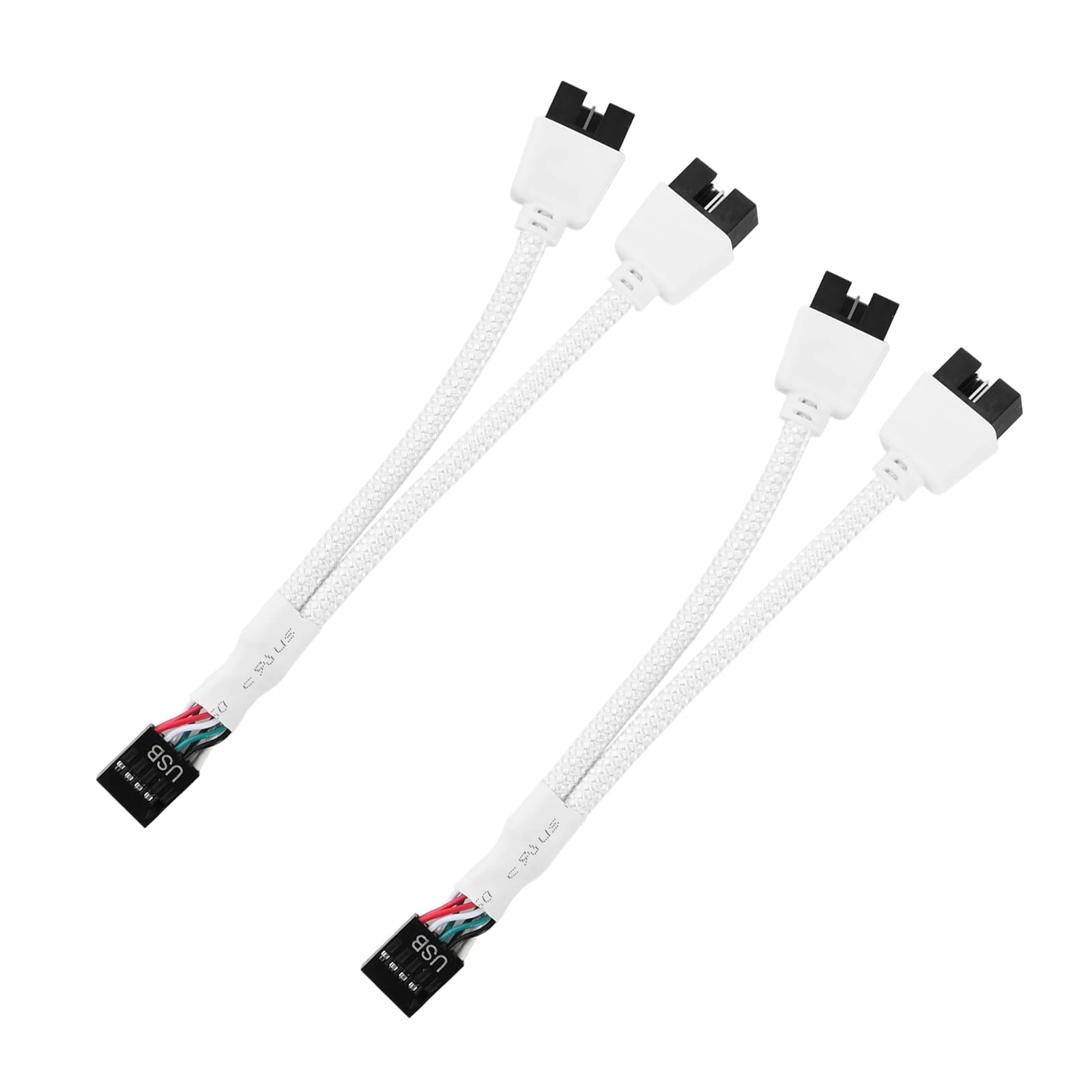 Colexy Motherboard USB 2.0 9pin Header 1 to 2 Extension Hub Splitter Adapter, 2 PCS USB 2.0 9 Pin Splitter White, USB Cable Splitter 1 to 2, Computer Motherboard USB Extension