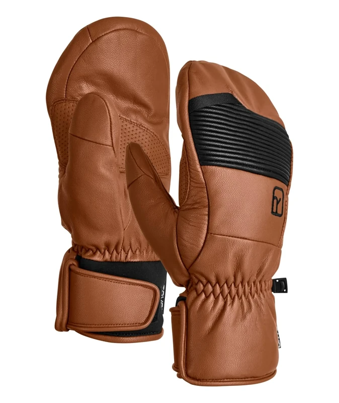 ORTOVOX FULL LEATHER MITTEN M, 56344, bristle brown, M
