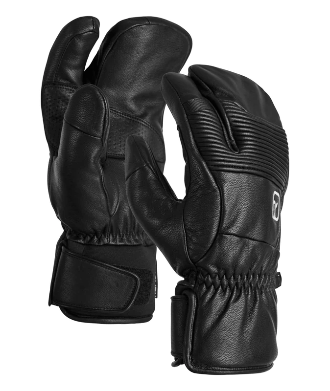 ORTOVOX FULL LEATHER 3 FINGER GLOVE, 56623, black raven, L
