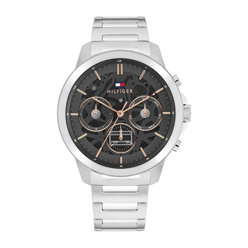 Tommy Hilfiger Analogue Multifunction Quartz Watch for Men with Silver Stainless Steel Bracelet - 1710683