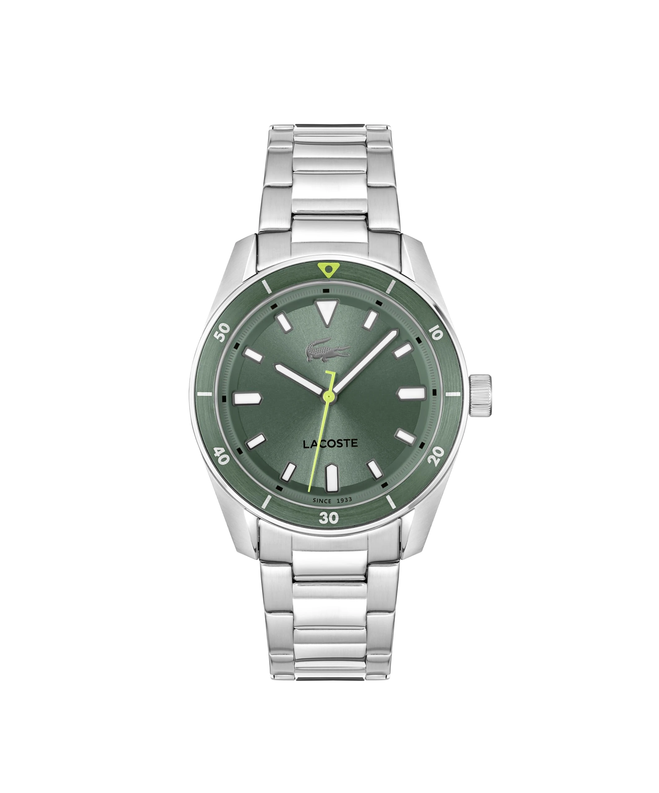 Lacoste Three Hand Quartz Movement Watch for Men Boston Collection with Silver Stainless Steel Bracelet - 2011425