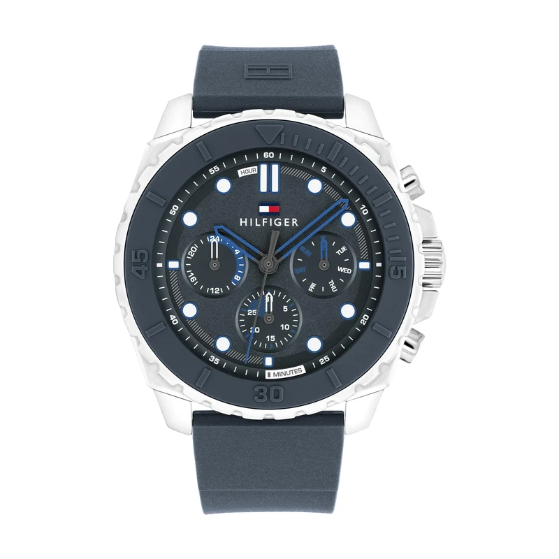 Tommy Hilfiger Analogue Multifunction Quartz Watch for Men with Storm Blue Silicone Bracelet - 1710687