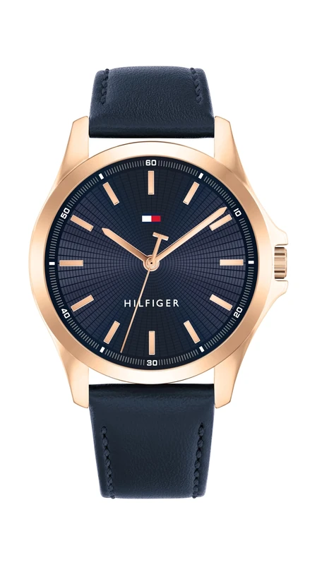 Tommy Hilfiger Three Hand Quartz Movement Watch for Men with Navy Blue Leather Strap - 1792189