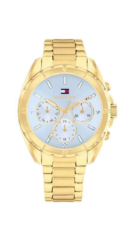 Tommy Hilfiger Analogue Multifunction Quartz Watch for Women with Gold Colored Stainless Steel Bracelet - 1782783
