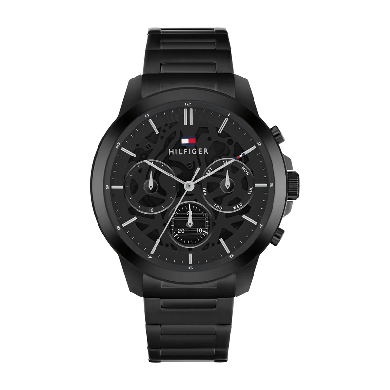 Tommy Hilfiger Analogue Multifunction Quartz Watch for Men with Black Stainless Steel Bracelet - 1710685