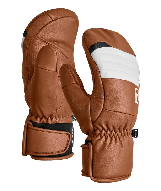 ORTOVOX FULL LEATHER MITTEN W, 56345, bristle brown, L