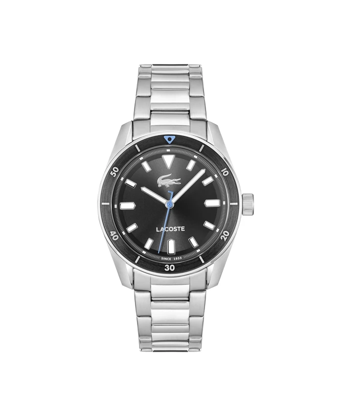 Lacoste Three Hand Quartz Movement Watch for Men Boston Collection with Silver Stainless Steel Bracelet - 2011433