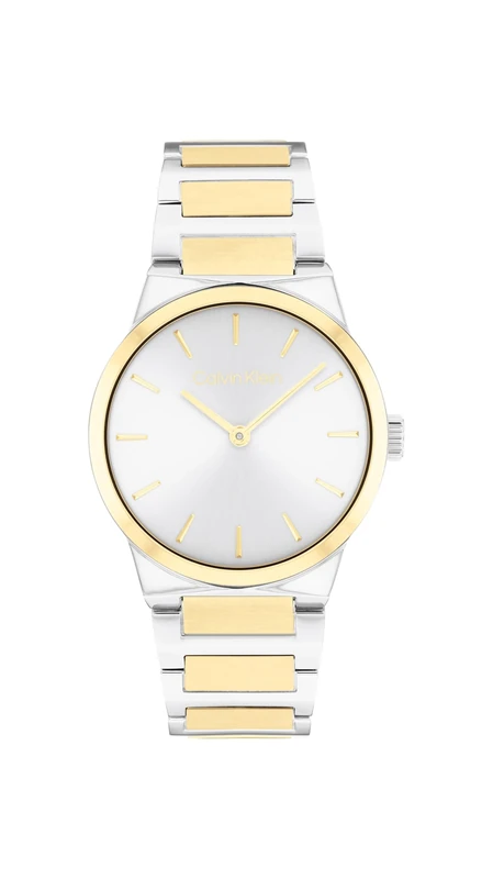 Calvin Klein Two Hand Quartz Movement Watch for Women CK Linear Elegance Collection with Two-Tone Stainless Steel Bracelet - 25100113