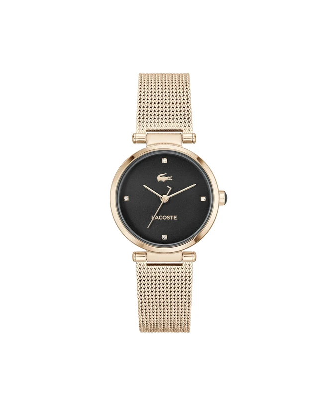 Lacoste Three Hand Quartz Movement Watch for Women ORBA Collection with Carnation Gold Colored Stainless Steel Mesh Bracelet - 2001425
