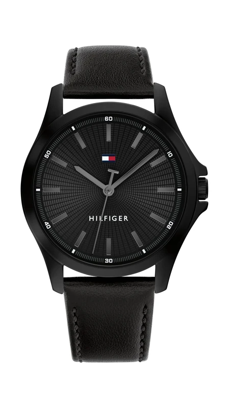 Tommy Hilfiger Three Hand Quartz Movement Watch for Men with Black Leather Strap - 1792190