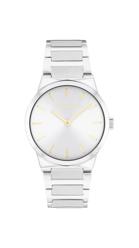 Calvin Klein Two Hand Quartz Movement Watch for Women CK Linear Elegance Collection with Silver Stainless Steel Bracelet - 25100076
