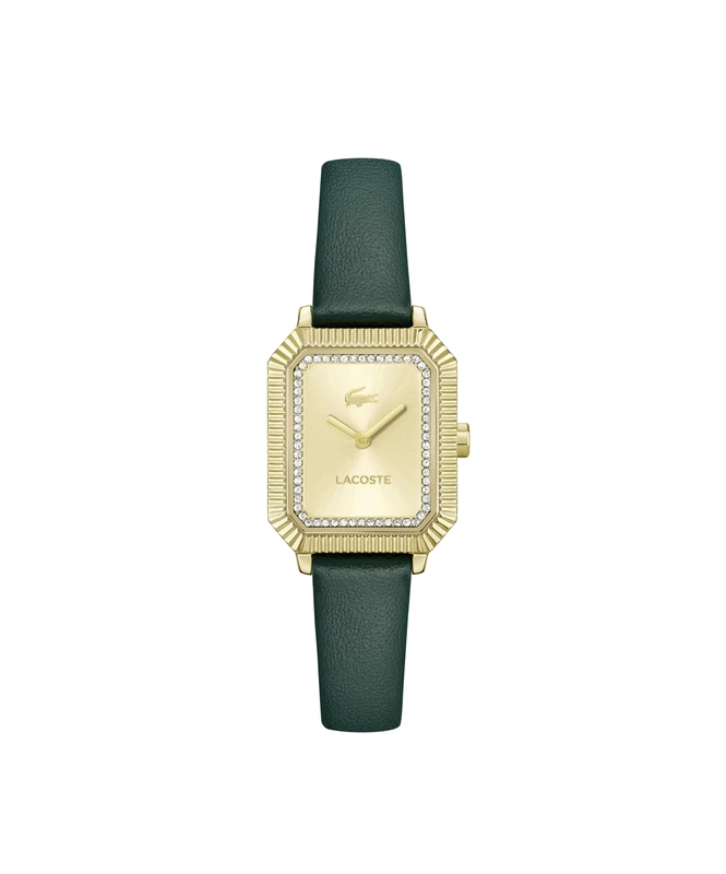 Lacoste Two Hand Quartz Movement Watch for Women Parisienne Collection with Green Leather Strap - 2001442