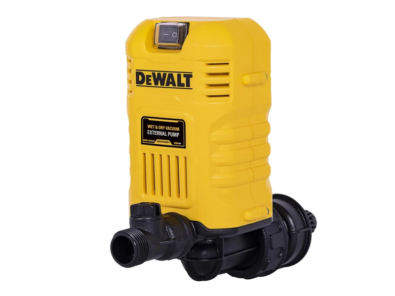 DEWALT DXVPA301 Water Pump is ideal for working with wet/dry vacuums to empty flooded basements and hard-to-drain areas. It has a front mounted water-proof on/off switch for easy access. An integrated